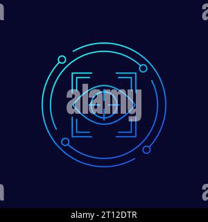 eye tracking icon, linear design Stock Vector
