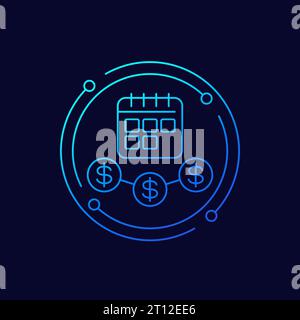 Annuity icon with a calendar, linear design Stock Vector