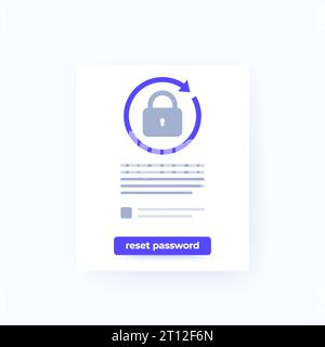 password reset form with button, vector ui design Stock Vector