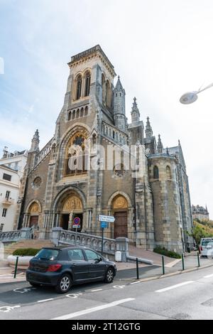 The beautiful Sainte-Eugenie Church of Biarritz on a summer afternoon. Municipality of Biarritz, department of the Atlantic Pyrenees. France Stock Photo