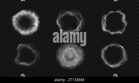 Set of round steam, fog. Stock Vector