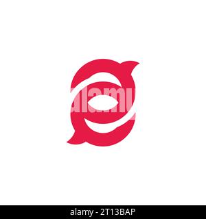letter 2 e linked curves geometric logo vector Stock Vector