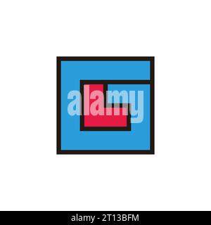 letter gl square colorful outline geometric logo vector Stock Vector