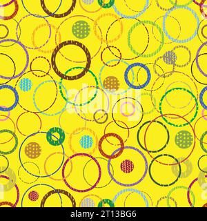 rings yellow background colorful seamless pattern vector Stock Vector
