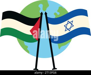 palestine and israel flags in world design Stock Vector