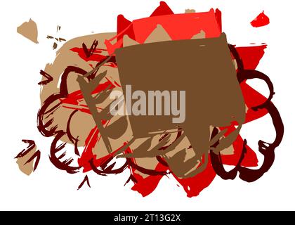 Brown and red graffiti speech bubble on white background. Abstract modern Messaging sign street art decoration, Discussion icon performed in urban pai Stock Vector