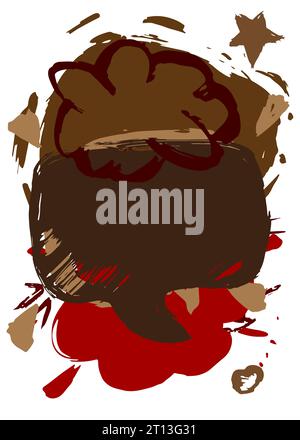 Brown and red graffiti speech bubble on white background. Abstract modern Messaging sign street art decoration, Discussion icon performed in urban pai Stock Vector