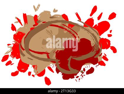 Brown and red graffiti speech bubble on white background. Abstract modern Messaging sign street art decoration, Discussion icon performed in urban pai Stock Vector