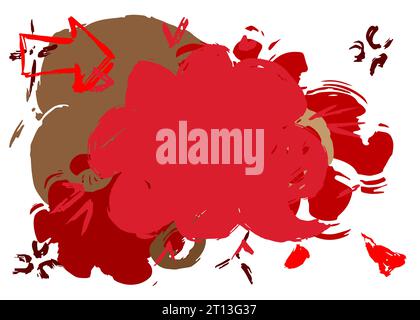 Brown and red graffiti speech bubble on white background. Abstract modern Messaging sign street art decoration, Discussion icon performed in urban pai Stock Vector