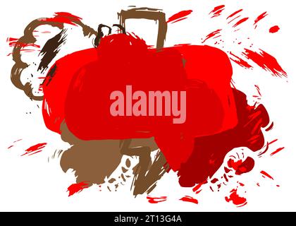 Brown and red graffiti speech bubble on white background. Abstract modern Messaging sign street art decoration, Discussion icon performed in urban pai Stock Vector