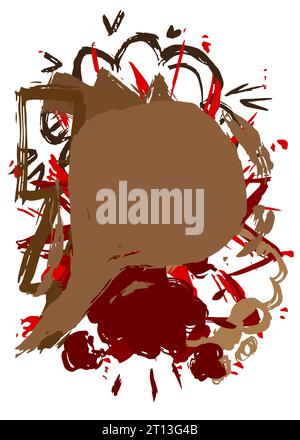 Brown and red graffiti speech bubble on white background. Abstract modern Messaging sign street art decoration, Discussion icon performed in urban pai Stock Vector