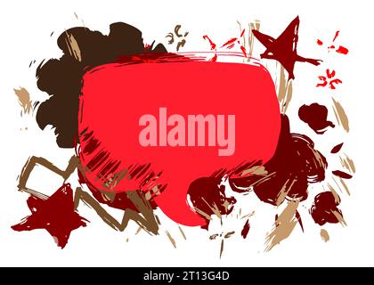 Brown and red graffiti speech bubble on white background. Abstract modern Messaging sign street art decoration, Discussion icon performed in urban pai Stock Vector