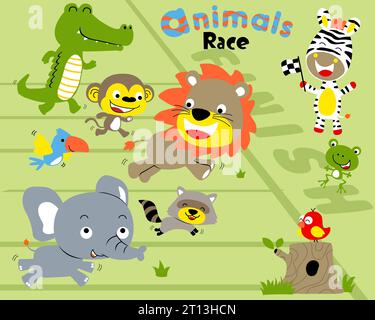 Vector set of animals cartoon in running race Stock Vector