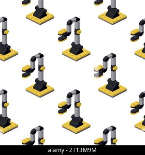 Pattern of robots in the form of a hand in isometry on a white background. Vector Stock Vector