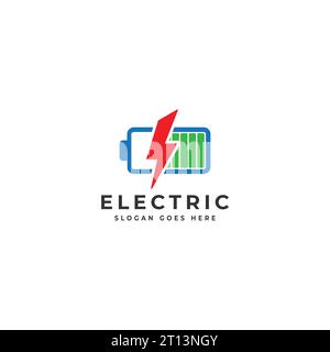 Power Battery Logo Design Template. Fast Charge logo design with Flash lightning bolt icon Stock Vector