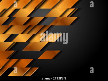 Black and bronze tech geometric abstract vector background Stock Vector