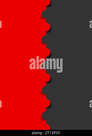 Red and black minimal flat background with paper circles. Abstract geometric vector design Stock Vector