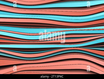 Abstract pink and cyan pastel refracted waves minimal background. Vector geometric design Stock Vector