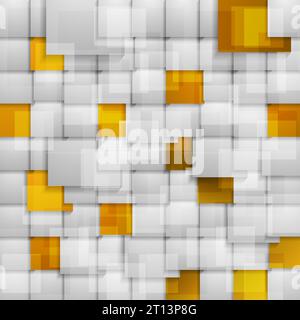 Grey and golden squares abstract tech geometric background. Vector design Stock Vector
