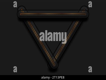 Abstract black triangle frame emblem design with bronze outlines. Vector concept technology background Stock Vector