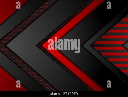 Hi-tech abstract vector background with red and black arrows Stock Vector
