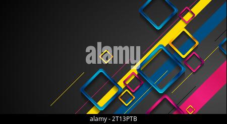 Colorful glossy squares abstract technical background. Vector geometric design Stock Vector