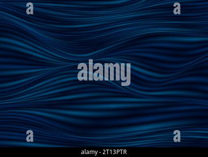 Dark blue smooth blurred liquid waves abstract background. Vector illustration Stock Vector