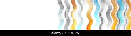 Wavy stripes abstract grunge geometric banner design. Hi-tech vector background Stock Vector