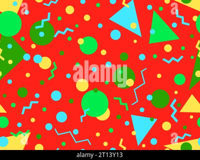 Geometric seamless pattern with memphis elements in 80s style. Colorful geometric pattern. Design of promotional products, wrapping paper and printing Stock Vector