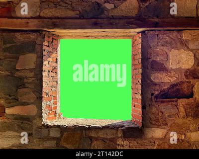 Open Window with a Chroma Key,Background. Isolated. Copy paste. Stock Image. Stock Photo