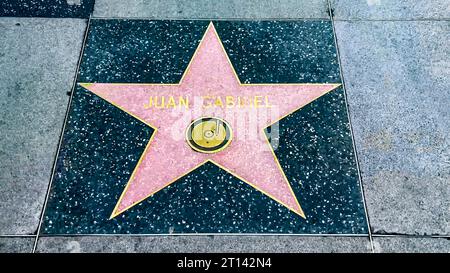 Los Angeles, California, USA; October 6, 2023: A star on the Los Angeles Walk of Fame, dedicated to musician Juan Gabriel for his contribution to the Stock Photo