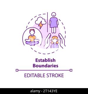 2D customizable line icon establish boundaries concept Stock Vector