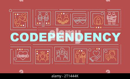 Codependency text with thin linear icons Stock Vector