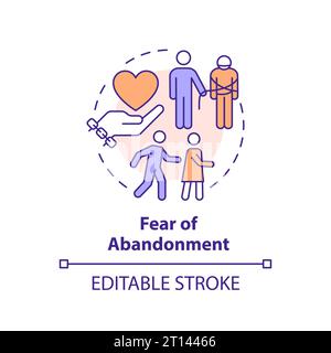 2D customizable line icon fear of abandonment concept Stock Vector