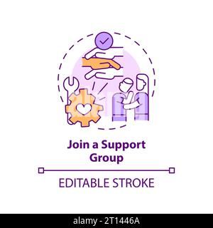 2D customizable line icon join a support group concept Stock Vector