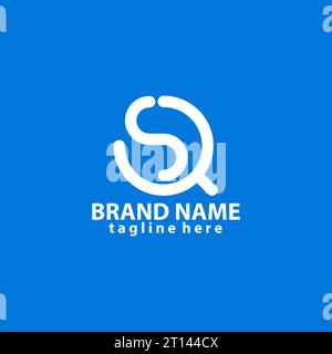 letter minimalist abstract QS SQ line logo design vector Stock Vector
