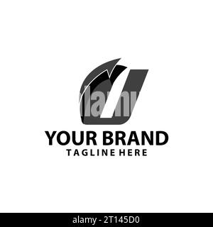 letter U font monogram arrow shadow logo design vector Stock Vector