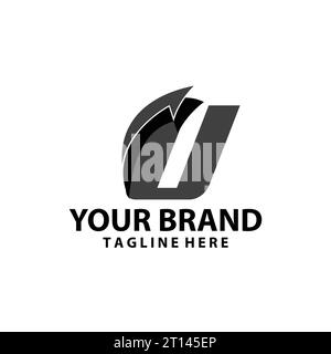 letter V font monogram arrow shadow logo design vector Stock Vector
