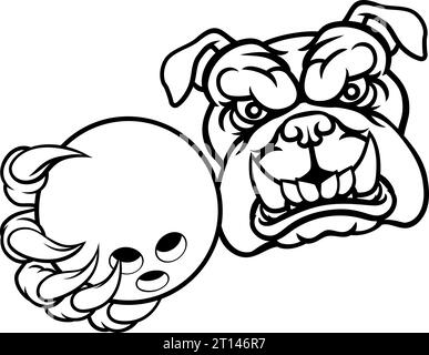 Bulldog Dog Animal Bowling Ball Sports Mascot Stock Vector