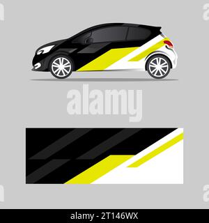 wrapping car decal business yellow geometric design vector Stock Vector