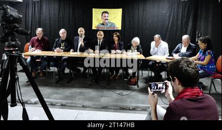 Paris, France. 10th Oct, 2023. Press conference for the end of prison isolation and the release of Abdullah Ocalan, leader of the Kurdish people, in Paris, France on October 10, 2023. Photo by Karim Ait Adjedjou/ABACAPRESS.COM Credit: Abaca Press/Alamy Live News Stock Photo