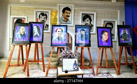 Paris, France. 10th Oct, 2023. Press conference for the end of prison isolation and the release of Abdullah Ocalan, leader of the Kurdish people, in Paris, France on October 10, 2023. Photo by Karim Ait Adjedjou/ABACAPRESS.COM Credit: Abaca Press/Alamy Live News Stock Photo