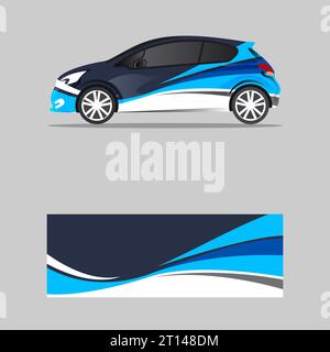 wrapping car decal wavy style blue design vector Stock Vector