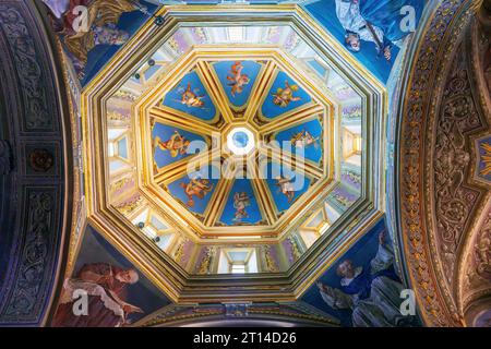 Octogonal dome of the Albenga Cathedral. Cathedral of St Michael Archangel in medieval historical center of Albenga, Italy. Stock Photo