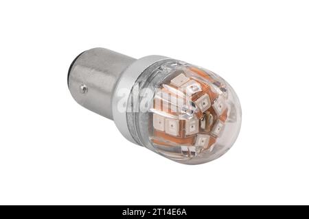 LED car lamp isolated white background. Led car lights on a white background with clipping path. Light bulbs for car lamps. Stock Photo