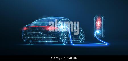EV. Electric car connect to charging station. Eco power, EV charger Stock Vector