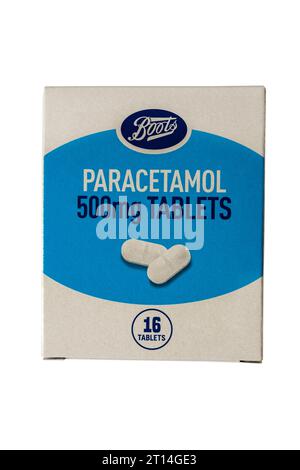 Pack of Boots Paracetamol 500mg tablets isolated on white background Stock Photo