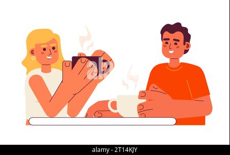 Coffee with friend semi flat color vector character Stock Vector
