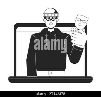 Phishing cybercrime bw concept vector spot illustration Stock Vector