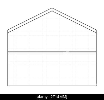 Blueprint house frame black and white 2D line cartoon object Stock Vector